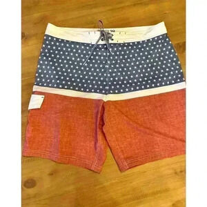 Men’s Trinity Size 38 Board Shorts Stretch 10.5" American Flag Red